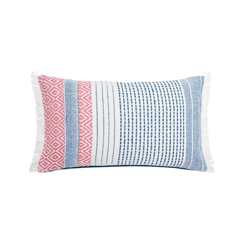 Berkley 14" x 22" Pink and Blue Cotton Throw Pillow