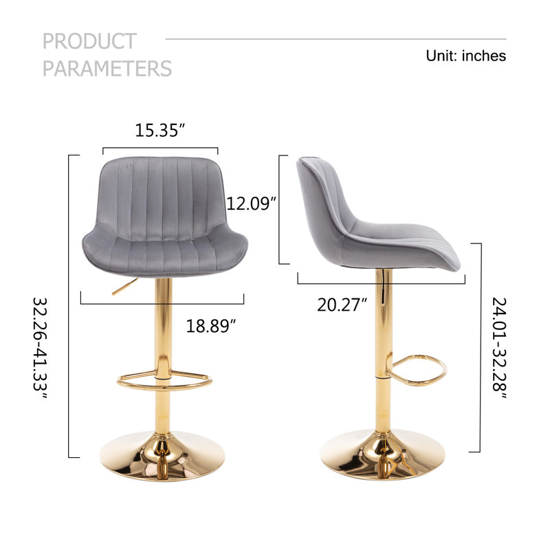 Tabouret pivotant rembourré Garnich, Gris