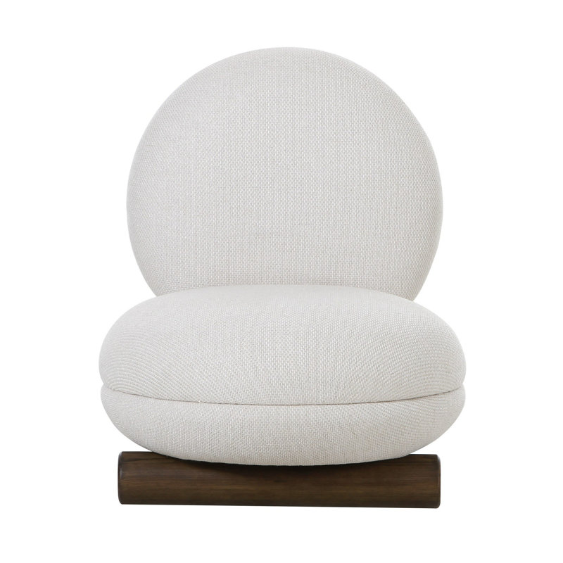 Chaise d'appoint 28 pouces, blanc cassé, assise et dossier arrondis modernes
