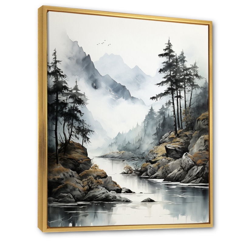 Herzl Alaska Misty Fjords I - impression, H 32 po x l 16 po x P 1 po, Cadre flottant doré