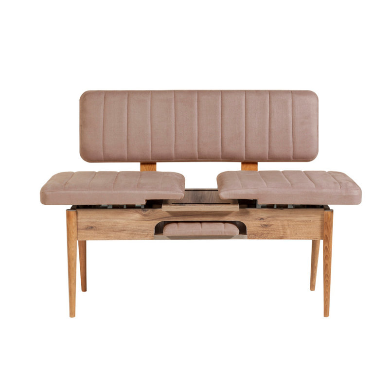 Modern Velvet Bank with Storage, 43.3 x 33.5 x 18.1 inches | 100% Melamine Coated Particle Board, Hornbeam Legs | Elegant Scandinavian Design, Perfect for Living Room & Entryway Organization