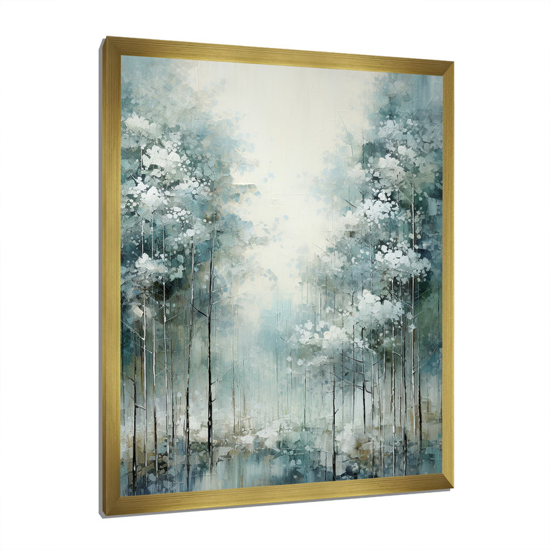 Pine Tree Enchanted Forest I - Landscape & Nature Canvas Prints, Gold Single Picture Framed, 32" H x 16" W x 1" D