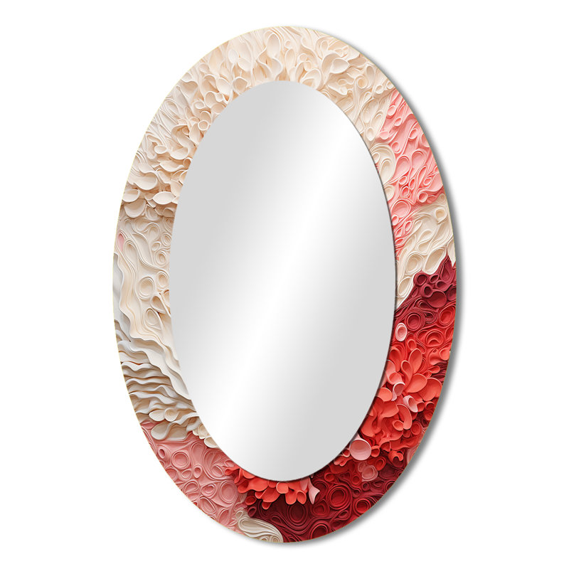 Miroir mural beige et rose - collage ovale beige, 36 po x 24 po