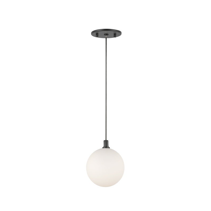 Bolla 5-In Opal Glass LED Pendant, Black, Opal