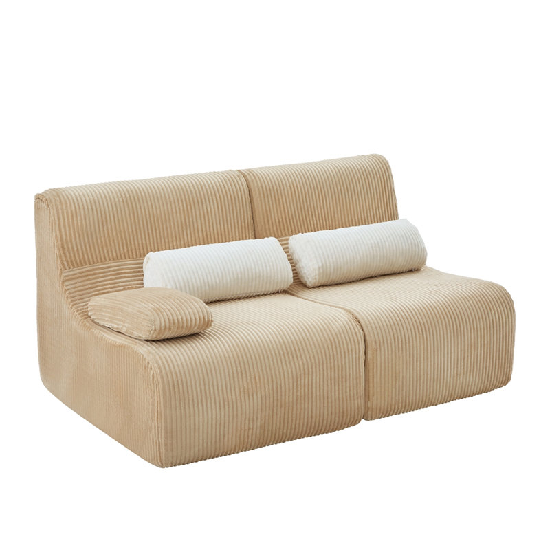 Canapé modulaire moderne 63,7 po, Corduroy+Coffee