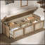 Banc de rangement avec tiroirs en rotin et bouton amovible-130942292