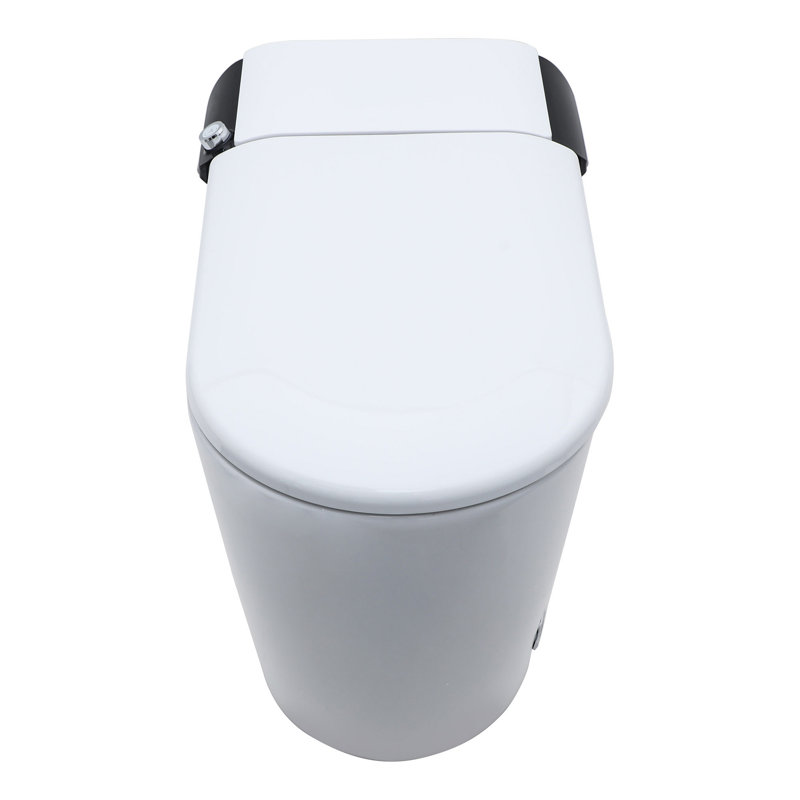 Toilette intelligente avec bidet intégré, ouverture et fermeture automatiques, siège chauffant allongé, capteur de pied encastré, affichage DEL, lavage à l'eau chaude, sécheuse, veilleuse