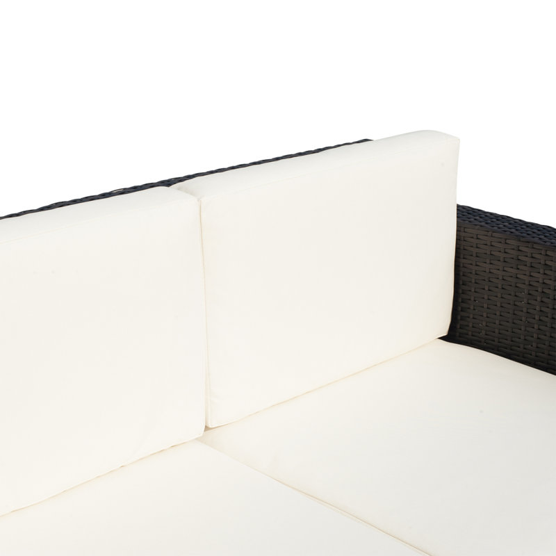 130cm Wide Straight Wicker Loveseat with Cushions, Brown
