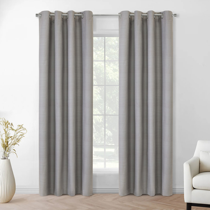 Panneau de rideau occultant avec œillets Mason 52 x 108, L 52 po x L 108 po, Argent argent
