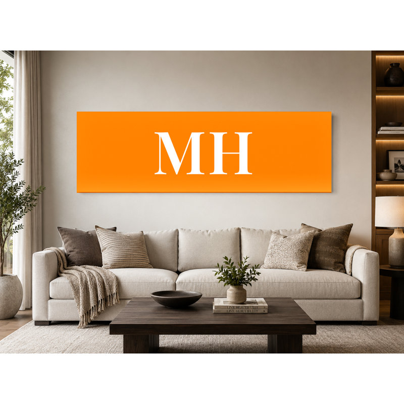Îles Marshall - Drapeau du monde - Monogramme de luxe en diamants - Bleu, orange et blanc - Toile panoramique