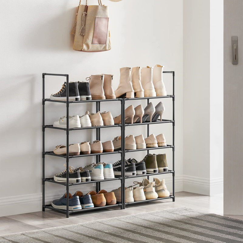 Dellan 20 Pair Stackable Shoe Rack, Black