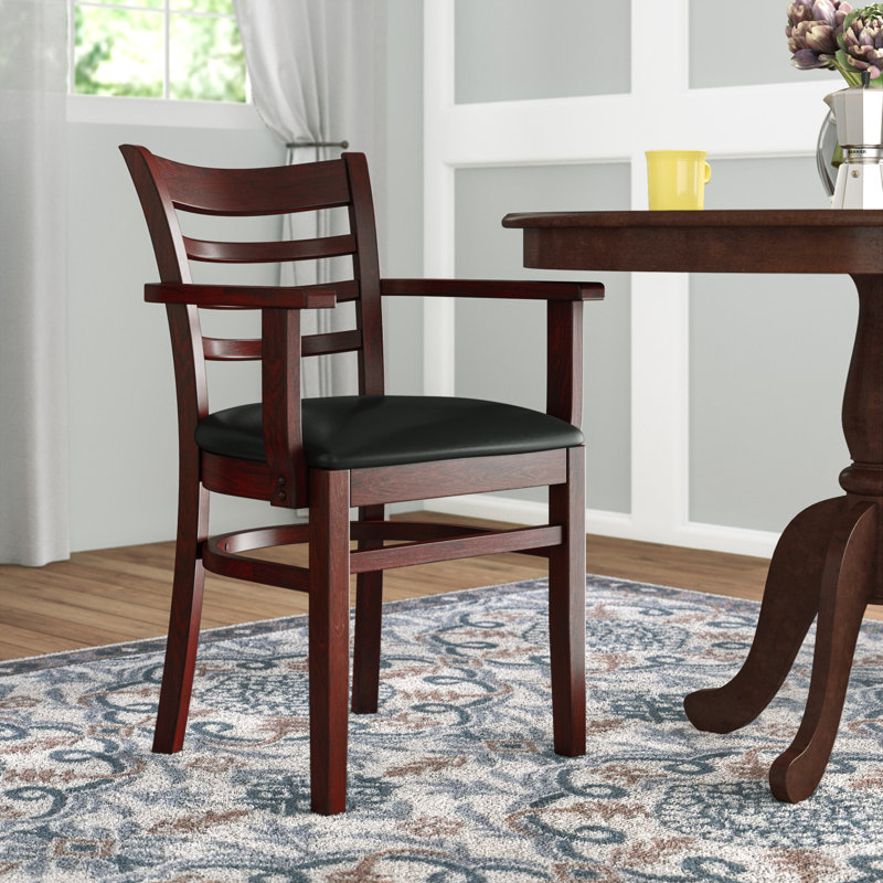 Littles 18'' H Upholstered Beech Arm Chair, Dark Mahogany