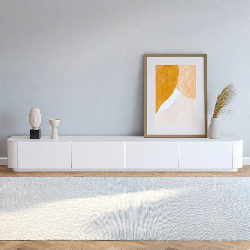 Cream-style multilayer solid wood TV cabinet