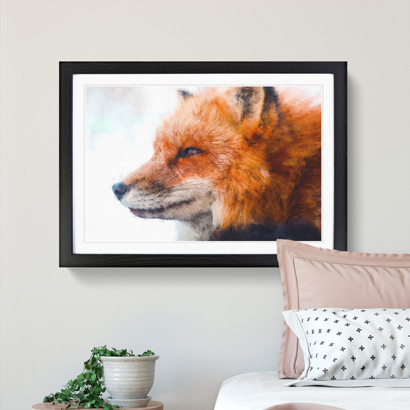 Profile of a Red Fox - Framed Print, Black Framed, 33cm H x 45cm W x 2cm D