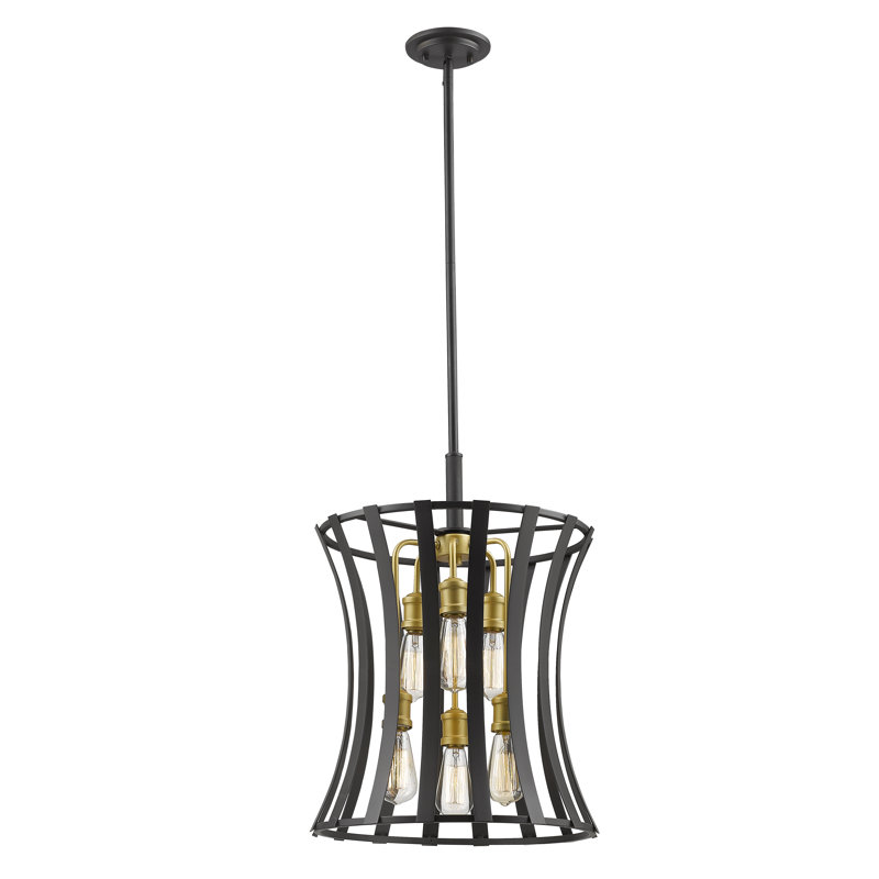 Luminaire suspendu cylindrique simple 6 lumières Gerling