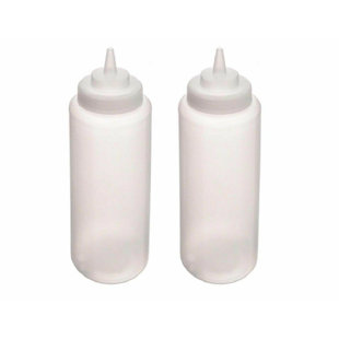 32 oz Clear Plastic Squeeze Bottle with White Tri Tip Top