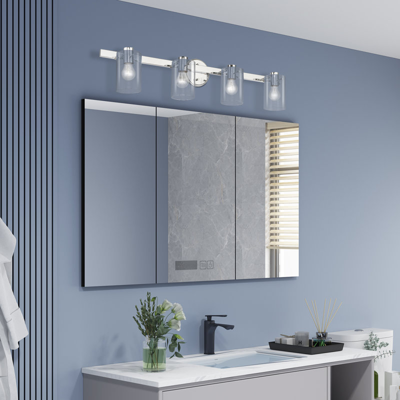 Éclairage pour salle de bain 4 lumières à intensité variable Atesha Anchia, Chrome poli