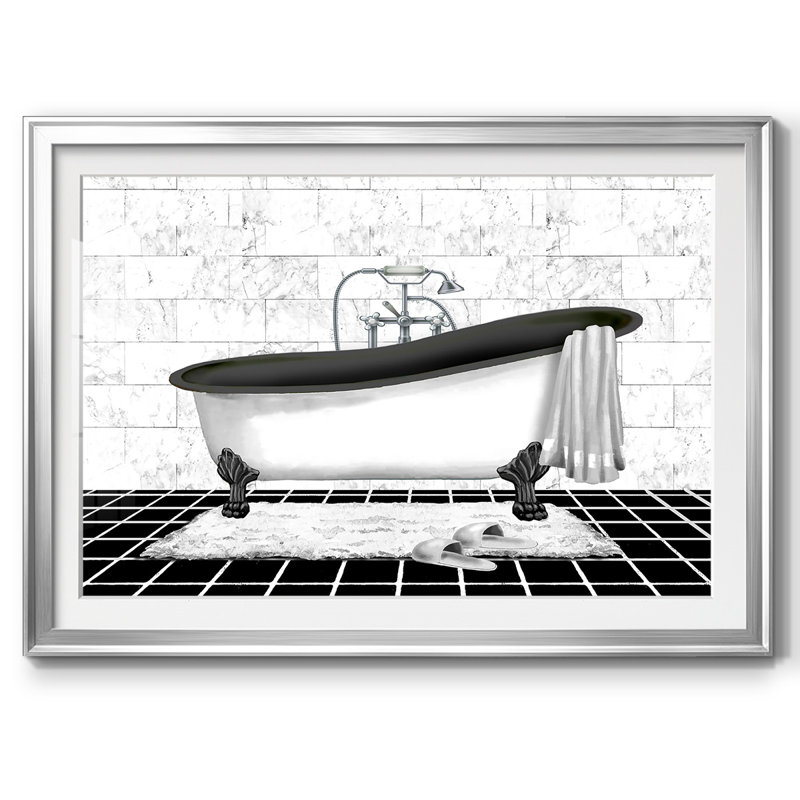 Modern Bath II, reproduction d'art encadrée, Argent, H 15 po x l 21 po x P 1,5 po