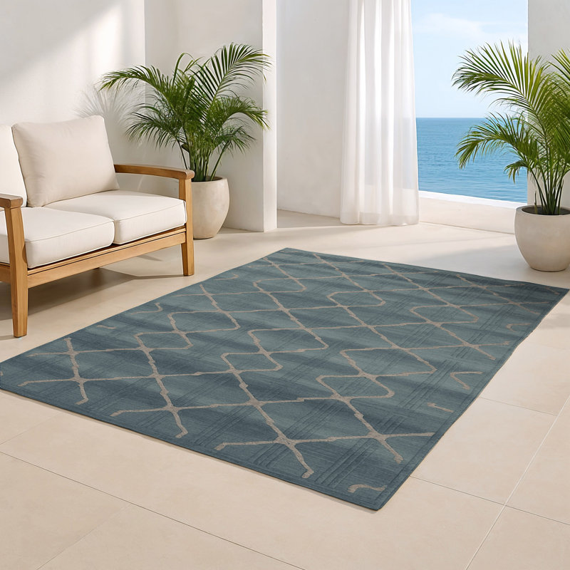 Tapis gris intérieur et extérieur Trellis, Rectangulaire 8 pi x 10 pi