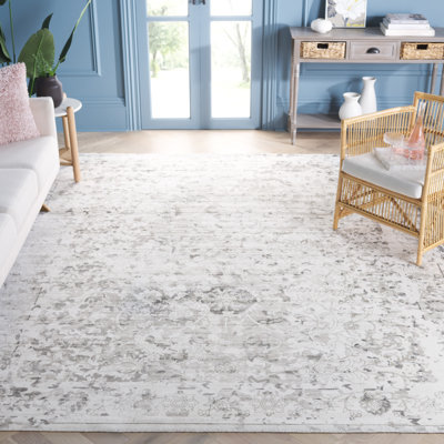 Tapis oriental gris en viscose / coton tissé à la main Brianne