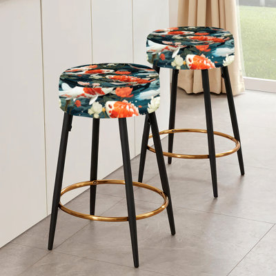 Koi Pond Reflections - Chinese Bar Stools Set Of 2