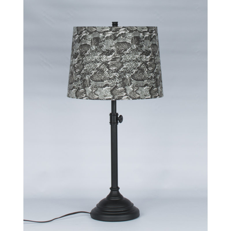 Caitlynne Metal Table Lamp, Red Suede, Black