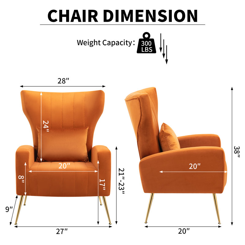 Mahith Velvet Armchair, Orange
