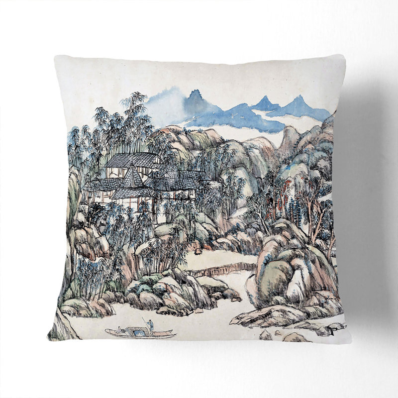 Abstract Square Cushion, 55cm H x 55cm W x 20cm D, Stone