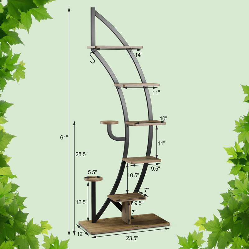 Support à plante Ozuna - ensemble de 2, Noir, naturel