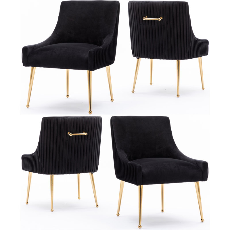 Baudel Velvet Side Chair, Black