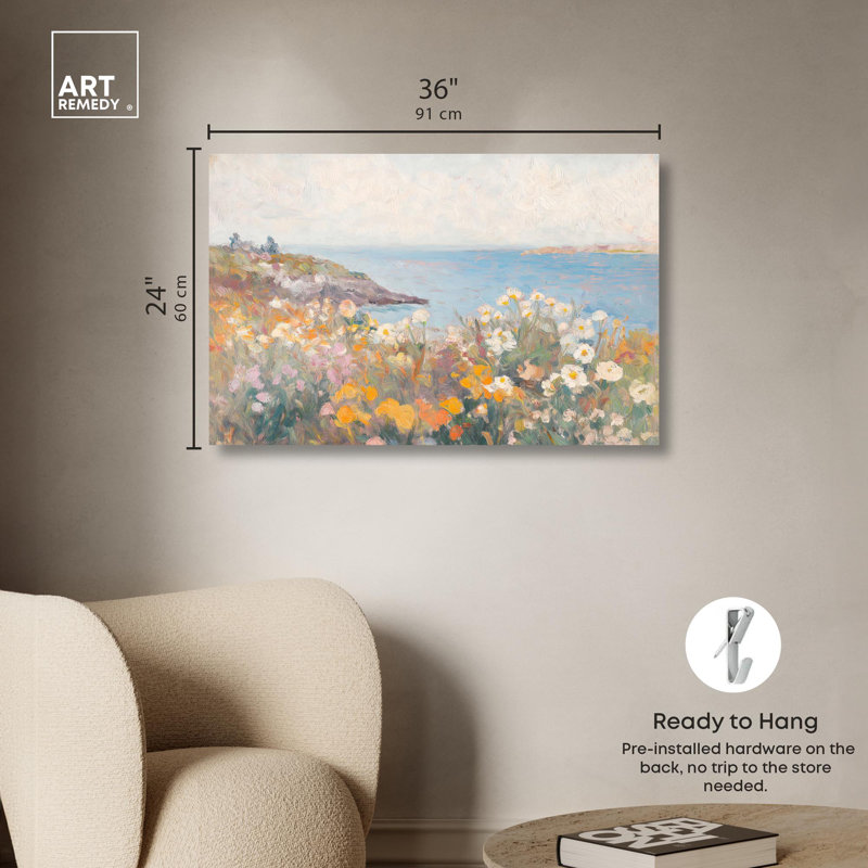 Seaside Garden Canvas Impressionism Art by Art Remedy, Wrapped Canvas, 24" H x 36" W