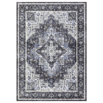 Machine Washable Vintage Rug Non Slip Rug Retro Floor Cover Foldable Carpet for Living Room Bedroom Playroom Dorm Home Office