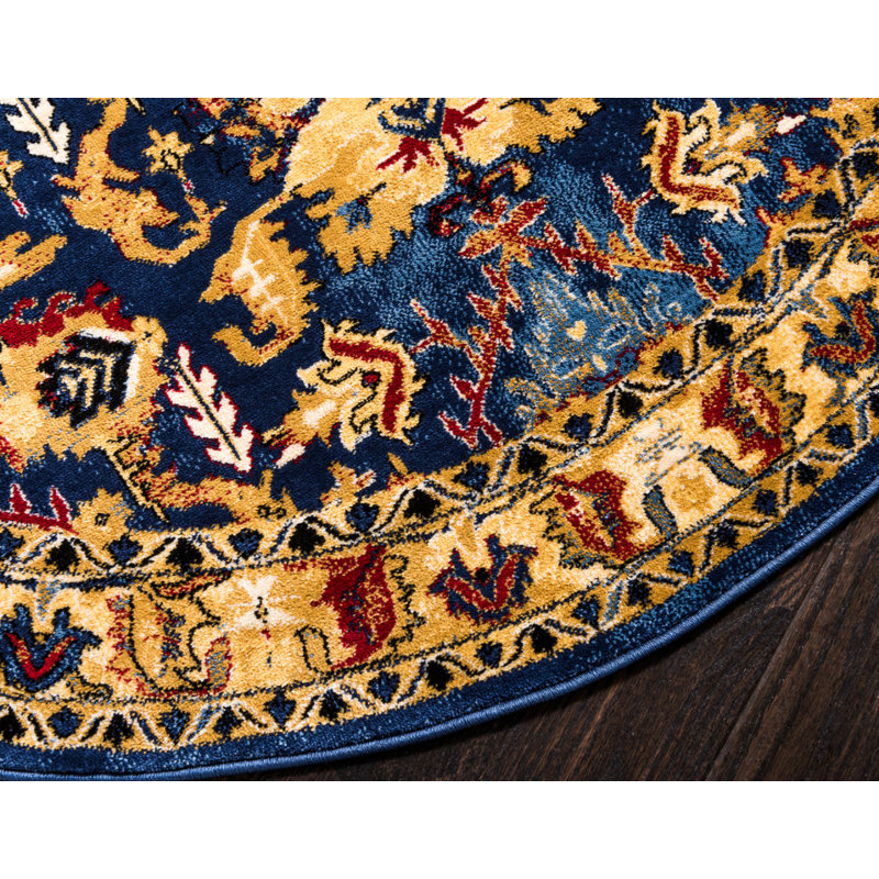 Tapis oriental bleu Angeliya, Rond 5 pi