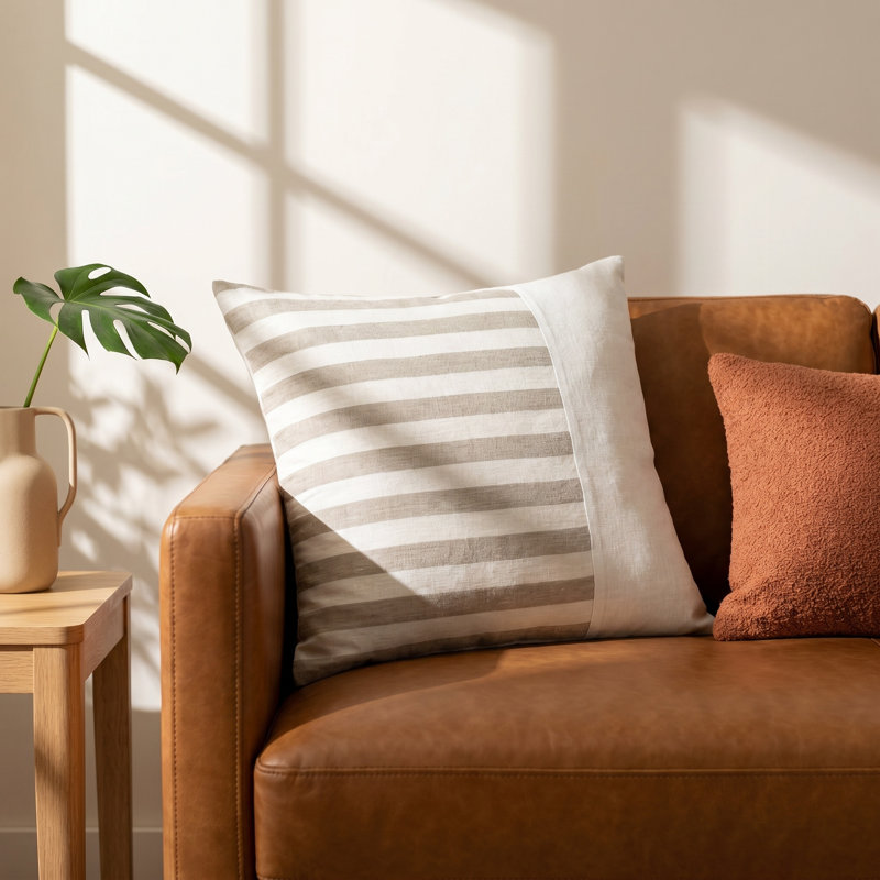 Hegg Striped Linen Reversible Throw Pillow, 20" x 20", Pillow Cover Only - No Insert