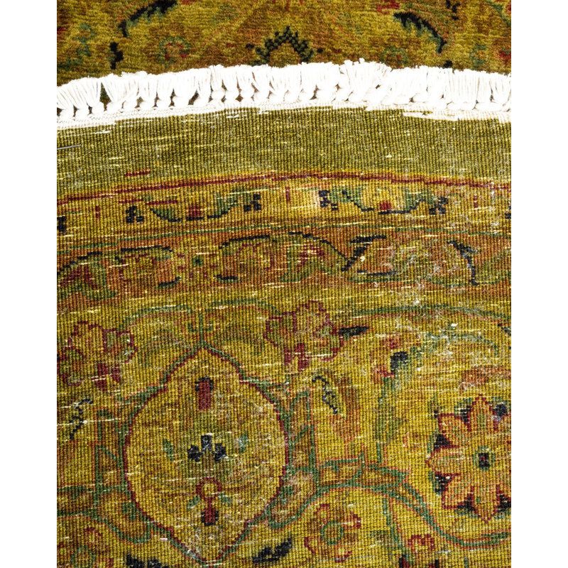 Handmade Gold Wool Round Area Rug 6'2" x 6'4"