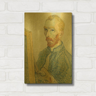 «Portrait of Vincent Van Gogh» par Vincent Van Gogh, art mural en métal doré, 12 po x 16 po