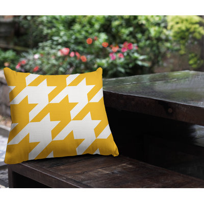 Easton Houndstooth Outdoor Square Pillow Cover & Insert
