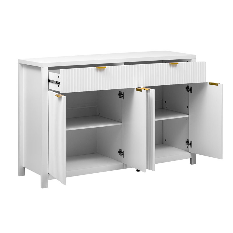 Buffet en bois Modern Wave, Blanc