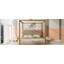 Très grand lit plateforme à baldaquin tapissier avec tête de lit et structure en métal robuste, beige-1451233866