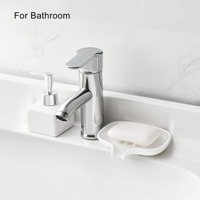 2 Pack Silicone Soap Dish With Drain Tray White