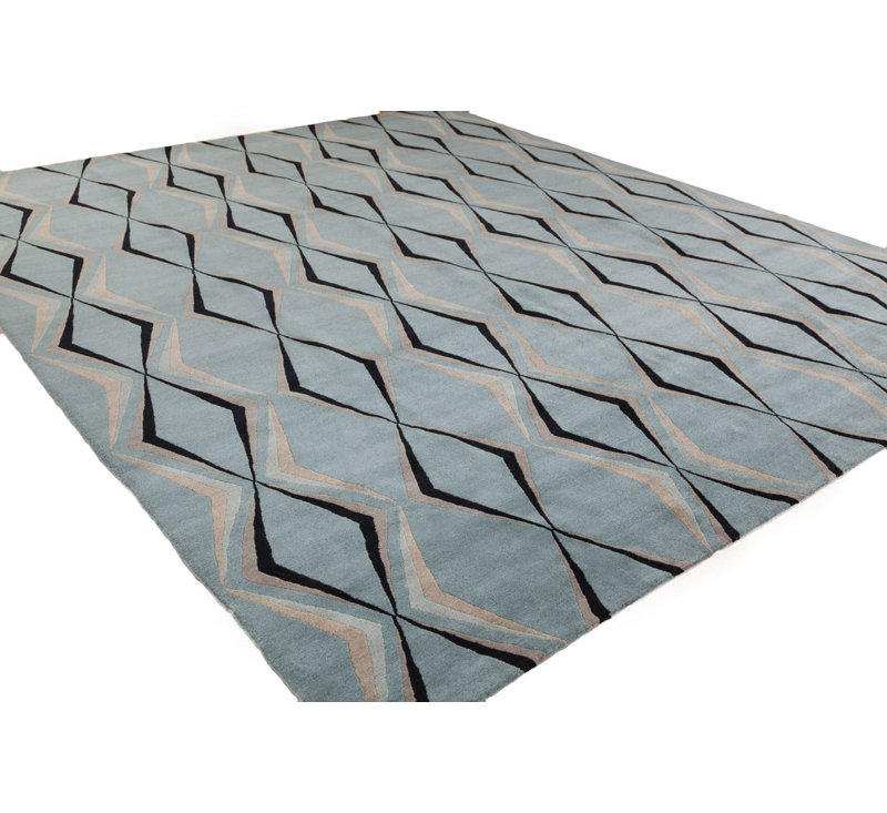 Contemporary Wool Geometric Area Rug, Rectangle 4' x 6'