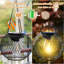 Ensemble de 4 lanternes solaires imperméables d'extérieur, lampes suspendues solaires en métal améliorées avec crochets et marche / arrêt automatique, éclairage de lanterne suspendue d'extérieur plus lumineux pour la décoration du sentier de jardin de porche
