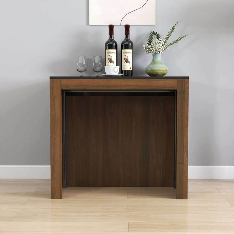 Modern Multifunctional Extendable Dining Table with Outlet, Black