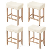 Backless Saddle Upholstered 26" Counter Stool with Wood Frame
