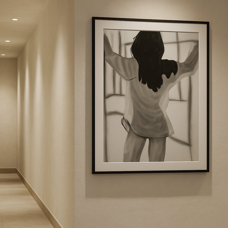 "Morning unsaid", art mural sur toile encadré blanc, Blanc