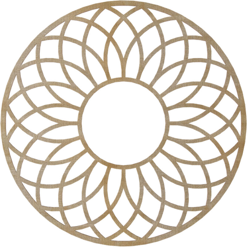 Médaillon de plafond en bois ajouré Cannes, H 30 po x l 30 po x P 0,25 po, Noyer blanc