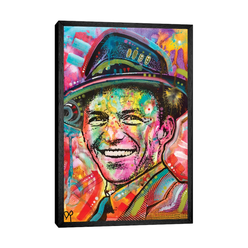 Frank Sinatra I by Dean Russo - Print on Canvas, 101.6 cm H x 66.04 cm W, Black Framed Canvas