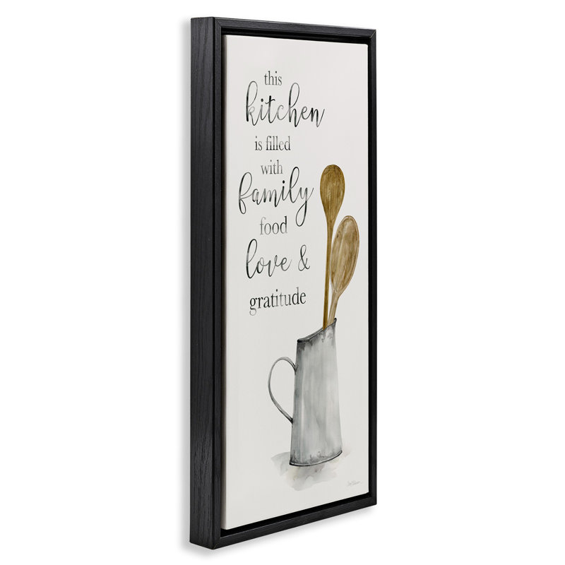 This Kitchen Family Phrase Black Framed Floater Canvas Wall Art by Carol Robinson, 25" H x 11" W, Jet Black Floater Frame