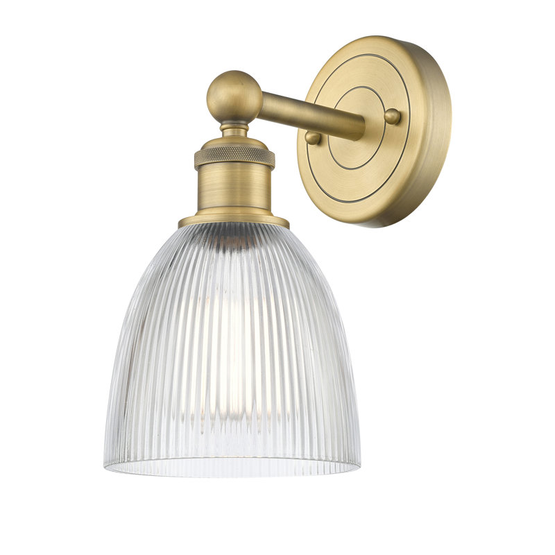 Checotah Armed Sconce, Clear, Brushed Brass