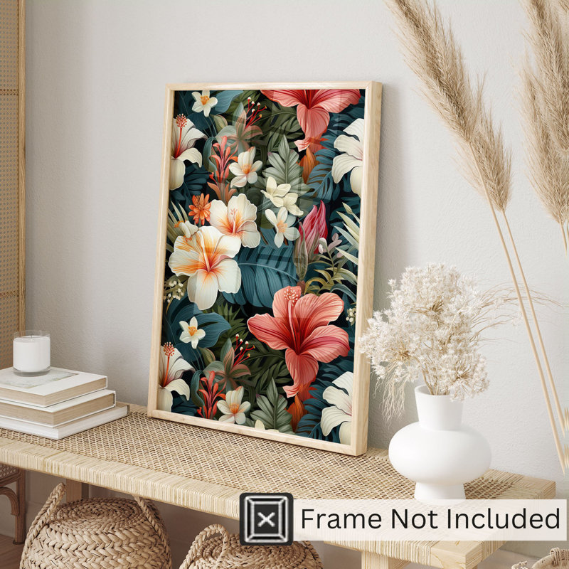 Impression florale florale hawaïen, H 16 po x l 12 po